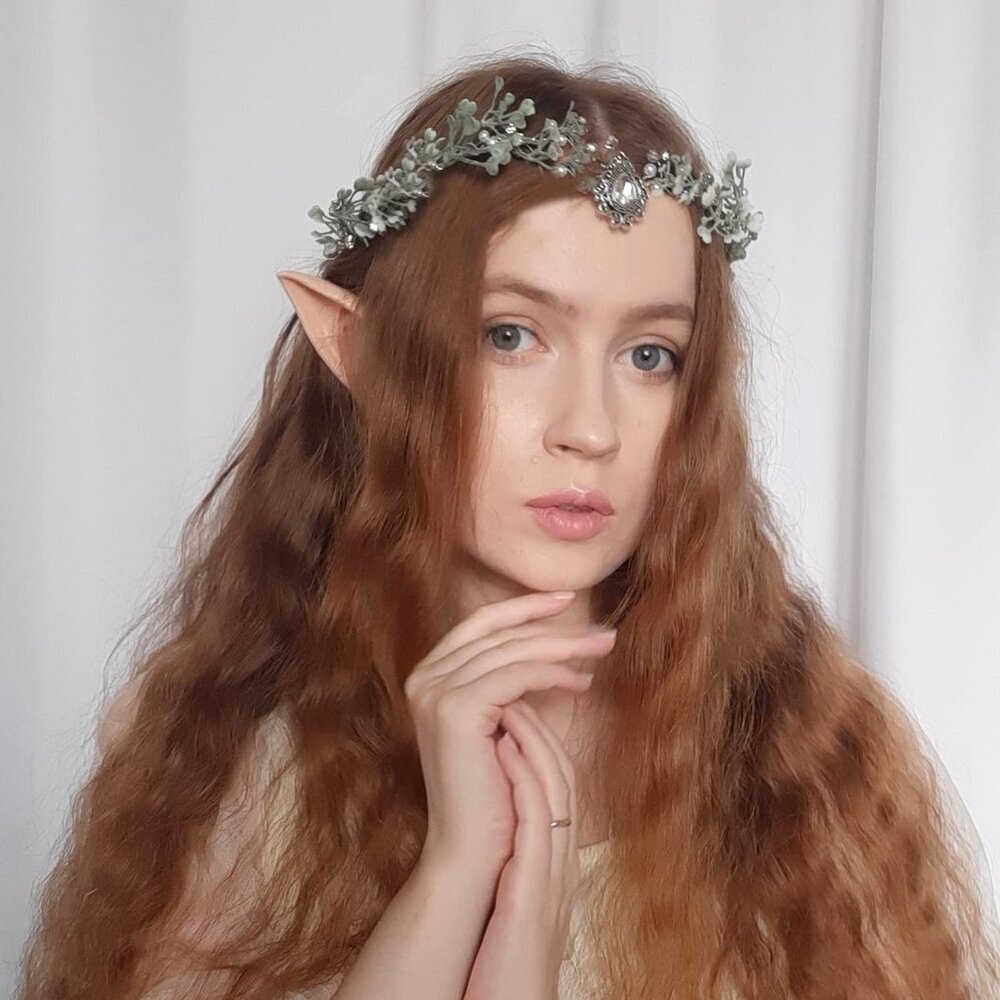 Fairy Flower Crown Women Elf Headpiece Forest Floral Headband Renaissance Hallow - Picture 4 of 8